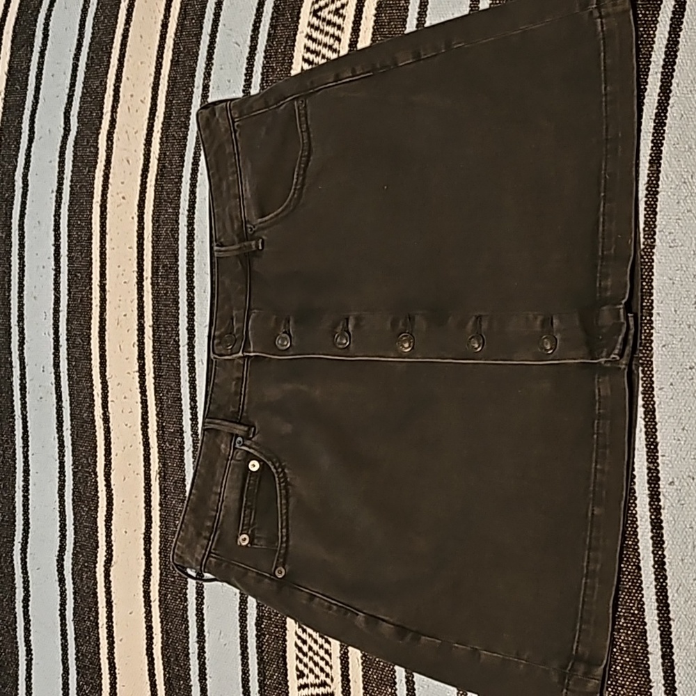 American Eagle black washed, button up demin mini skirt
